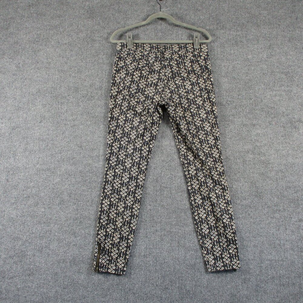 Pilcro Pants Women 28 Black Geometric Ankle Zip Serif Stretch Anthro Fit 30x28 - Picture 2 of 16